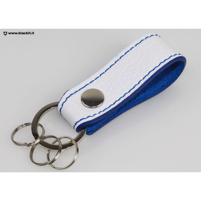 Porte-clés Fiat en cuir intérieur bleu – Image 3